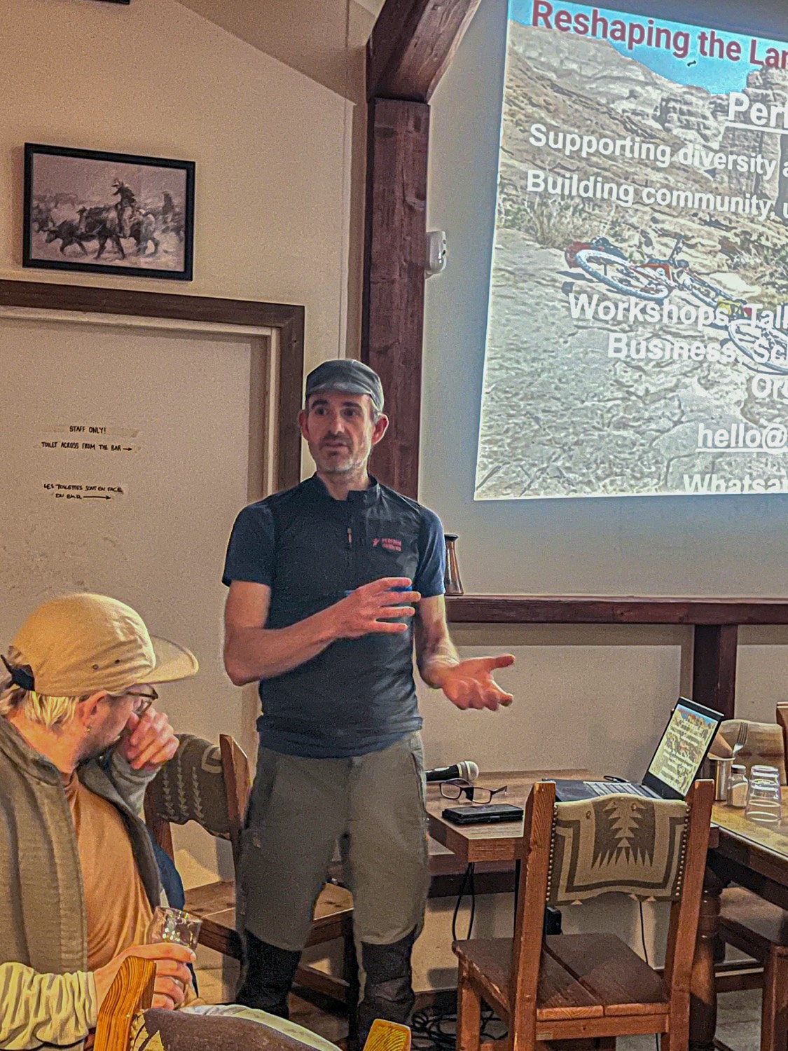 Riders gathered together in the mountains during a workshop.